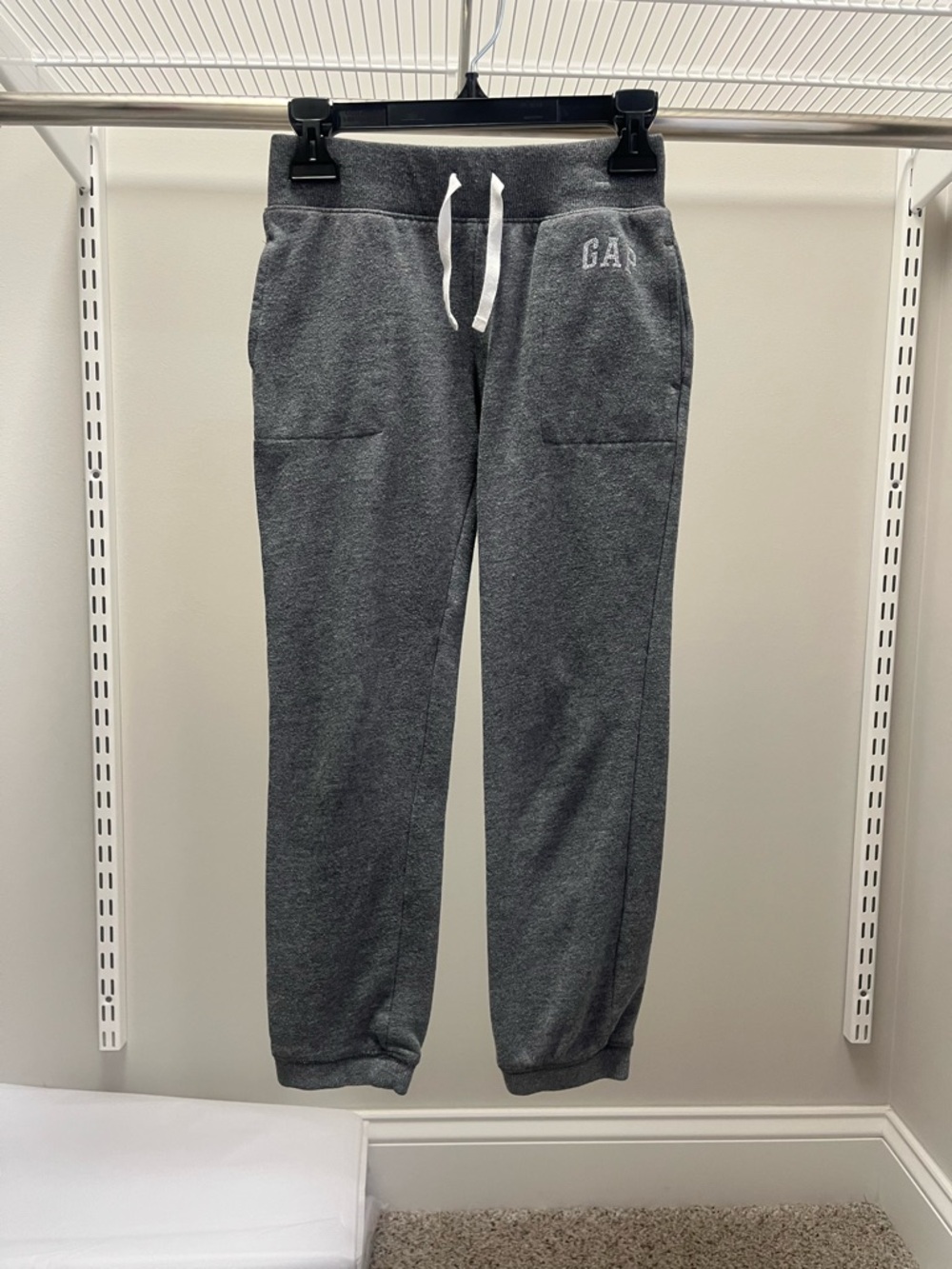 GAP Girl’s Dark Gray Crewneck Sweatpants with Silver Logo